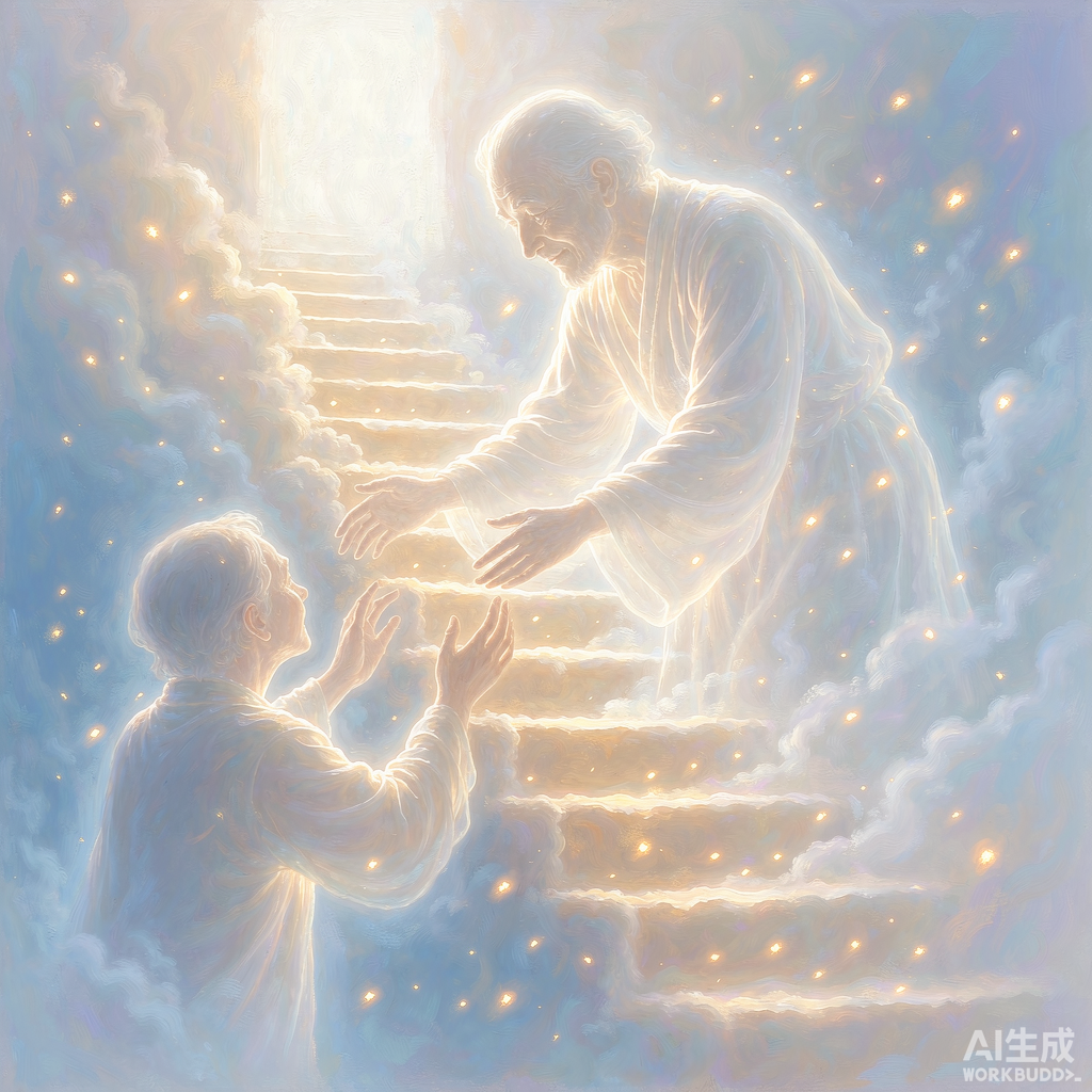 A dreamy celestial reunion scene
